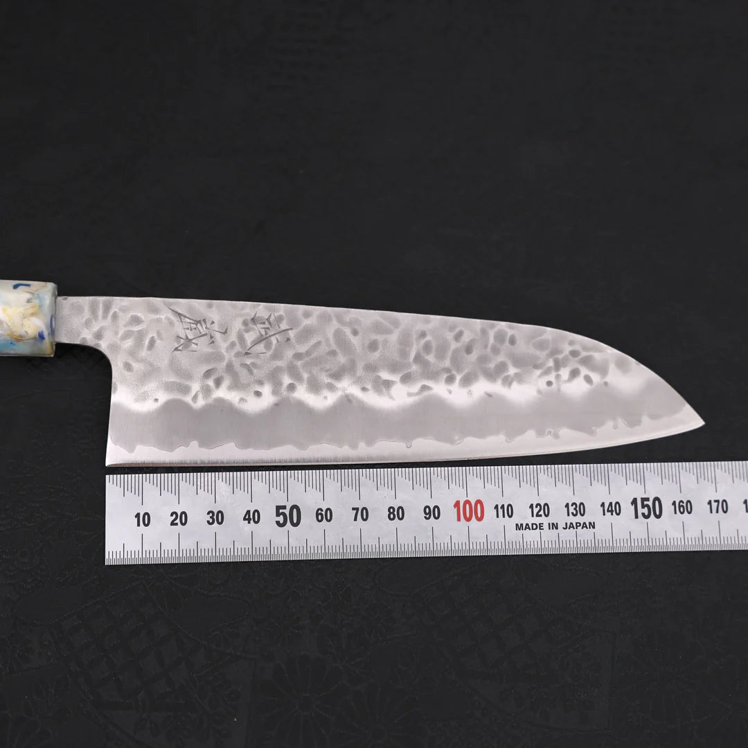 Santoku White steel #1 Stainless Clad Tsuchime Ocean White Mix Handle 165mm