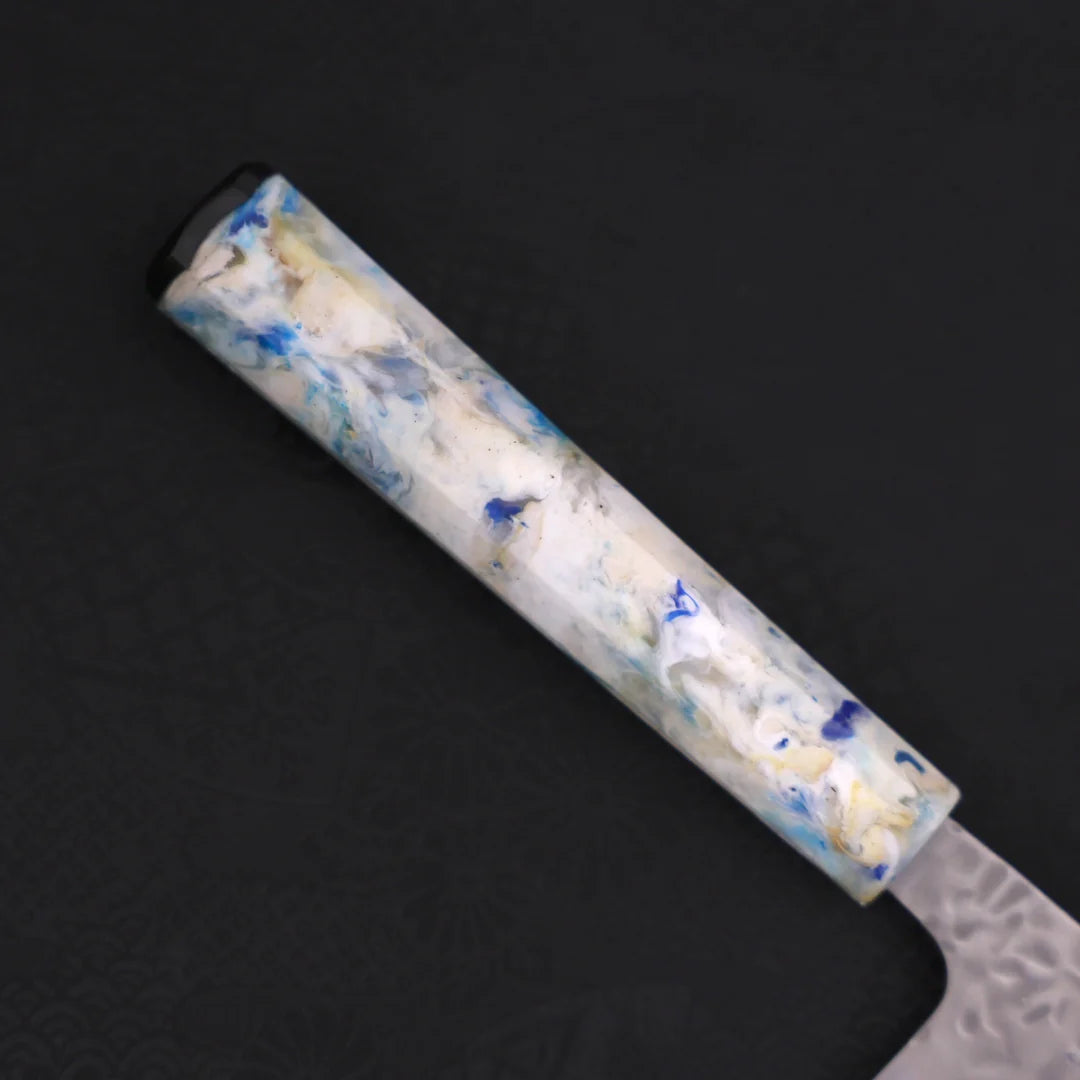 Santoku White steel #1 Stainless Clad Tsuchime Ocean White Mix Handle 165mm