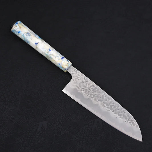 Santoku White steel #1 Stainless Clad Tsuchime Ocean White Mix Handle 165mm