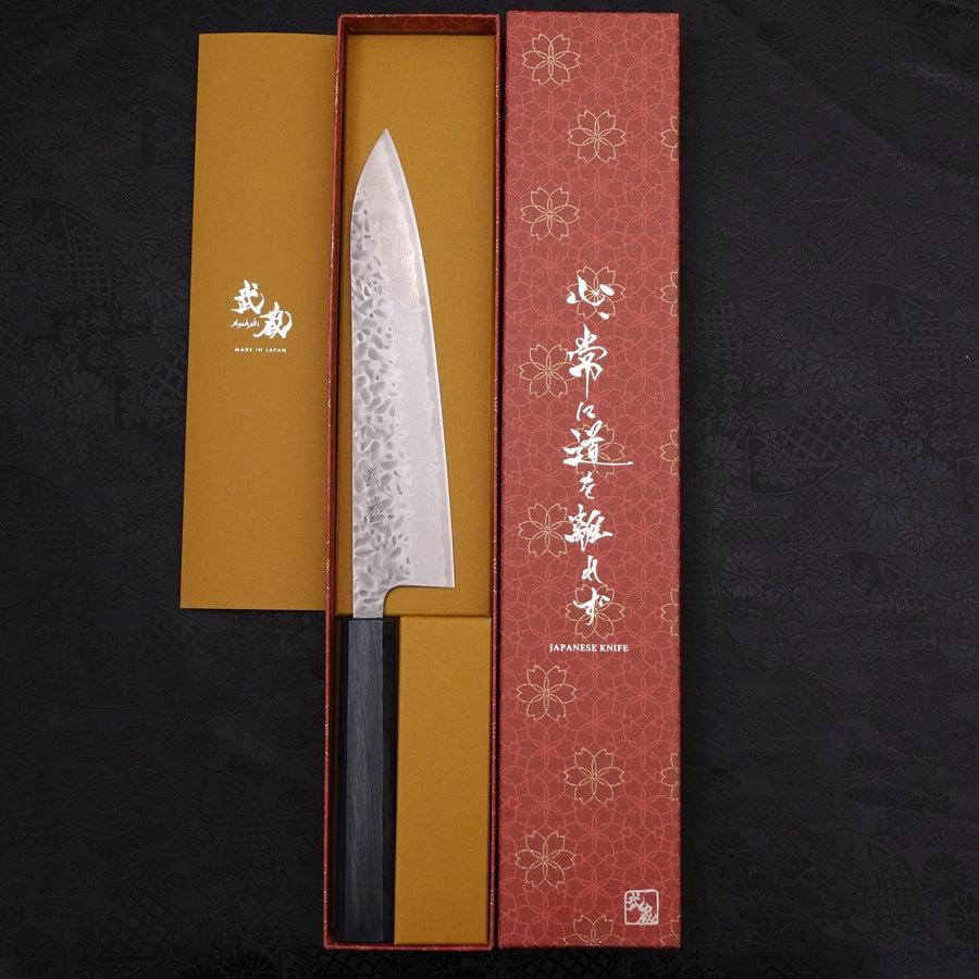 Gyuto AUS-10 Tsuchime Damast Dunkelblau Urushi Griff 210mm