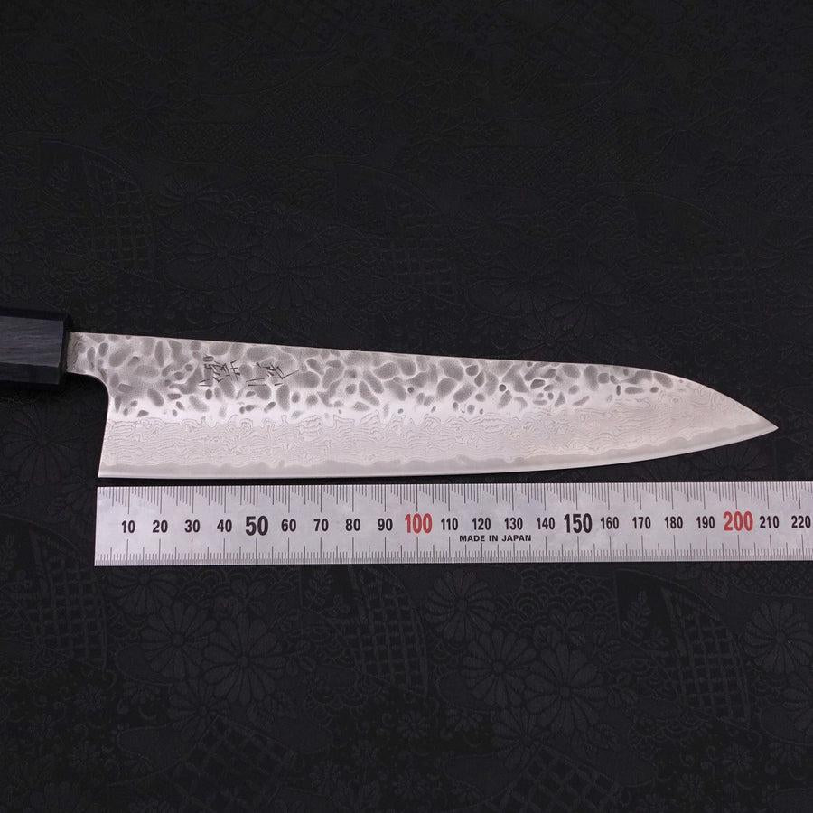 Gyuto AUS-10 Tsuchime Damast Dunkelblau Urushi Griff 210mm