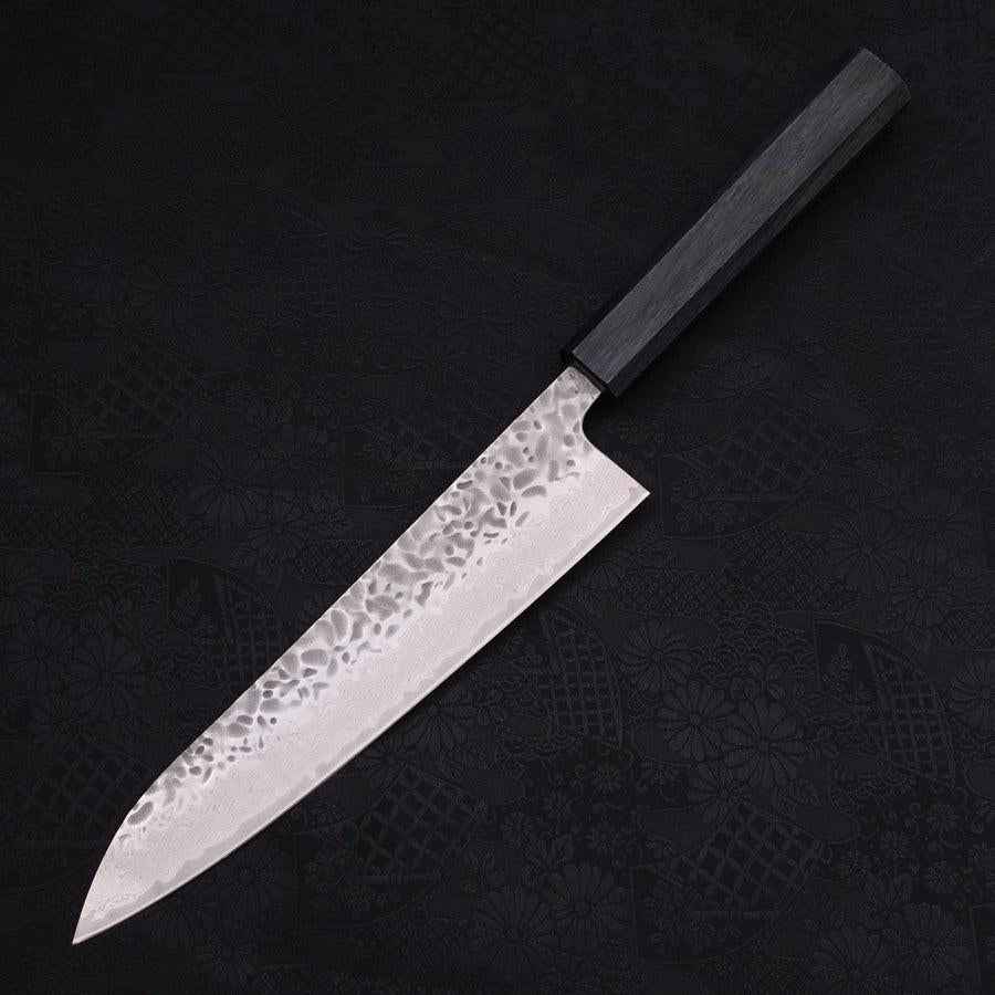 Gyuto AUS-10 Tsuchime Damast Dunkelblau Urushi Griff 210mm